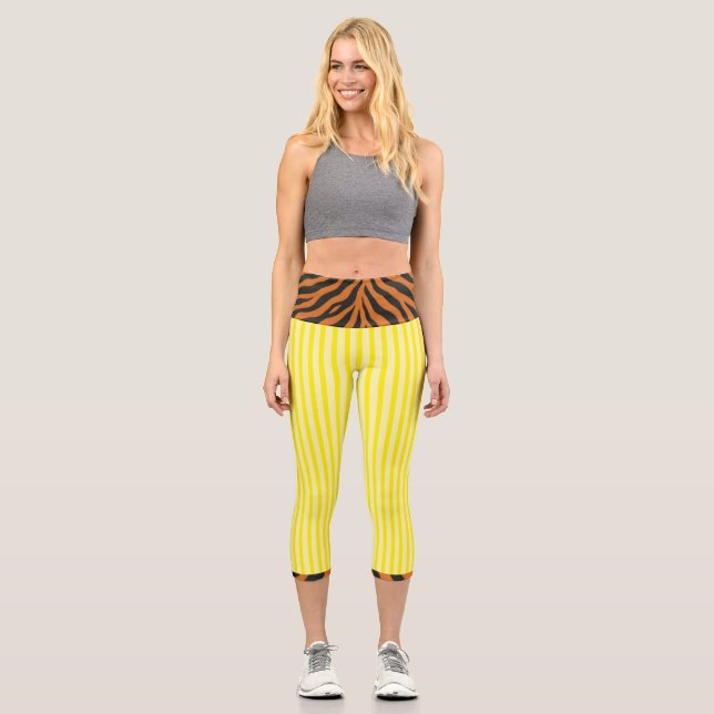 "LEMONADE TIGRESS" - HIGH-WAISTED CAPRI PANTS (Front)