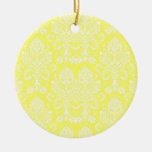 Lemonade Victorian Damask Ceramic Ornament