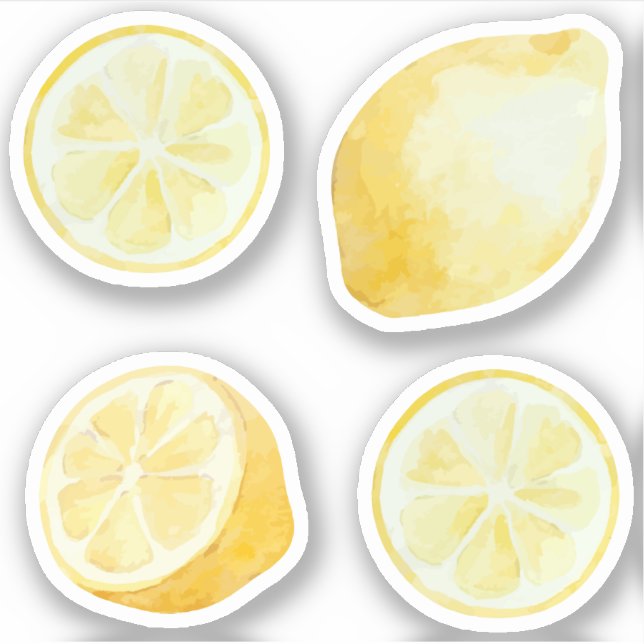 Lemonade yellow lemons slices watercolor set (Front)