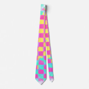 Lemonberry Neo Mint Grungy Chequerboard Pattern Tie