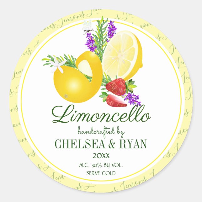 Lemoncello Lemons Classic Round Sticker (Front)