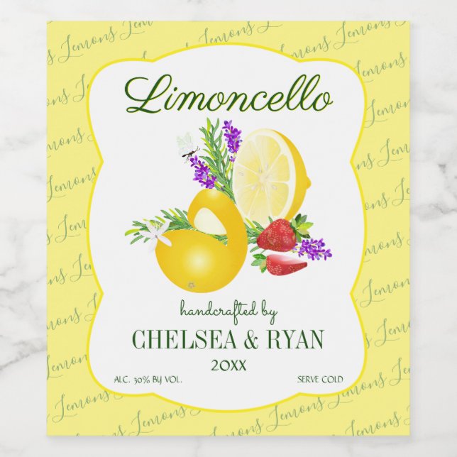 Lemoncello Lemons Wine Label (Single Label)