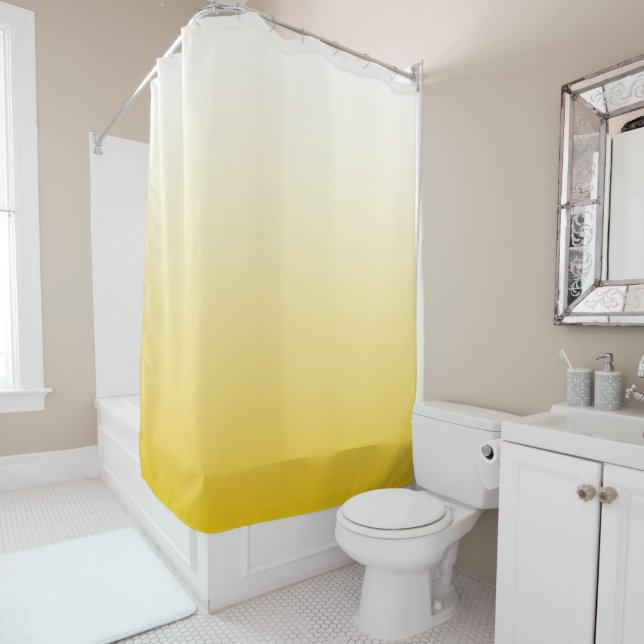 Lemondrop Yellow White Ombre Shower Curtain (In Situ)