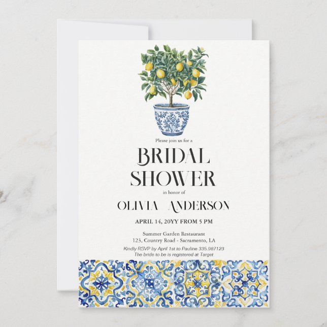 Lemons Amalfi Positano Italian Bridal Shower Invitation (Front)