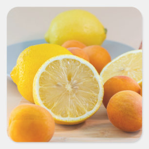 Lemons And Apricots Food Photography Still Life Square Sticker