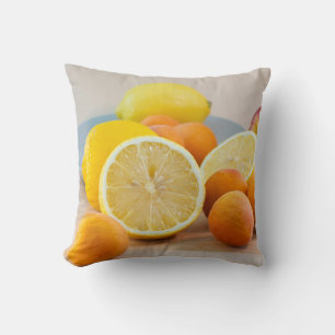 Lemons And Apricots Food Photography Still Life Throw Pillow