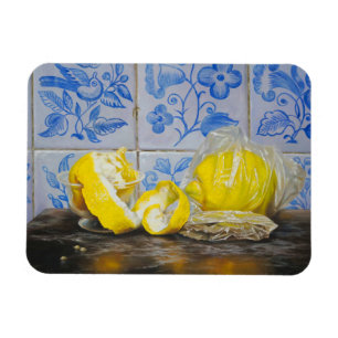 Lemons and Azulejos — Classic Blue & Yellow Still  Magnet