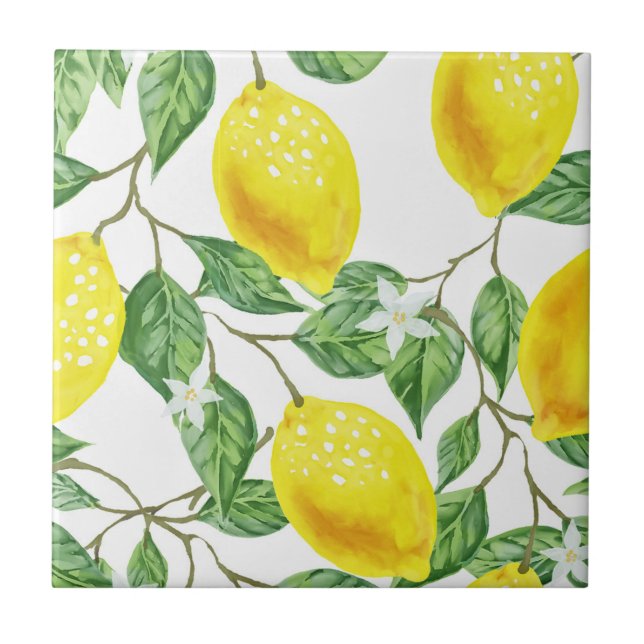 Lemons and Blossoms Foliage Tile (Front)