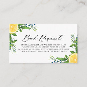 Lemons and Blue Berries Baby Shower Book Request Enclosure Card