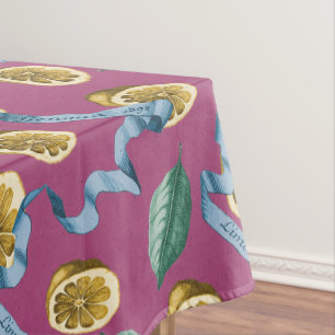 Lemons and blue ribbons pattern tablecloth