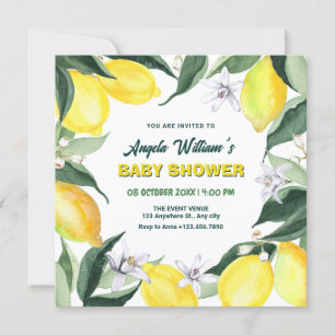 Lemons and Flowers baby shower Invitation