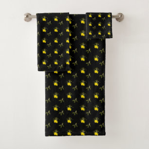 Lemons and flowers bath towel set