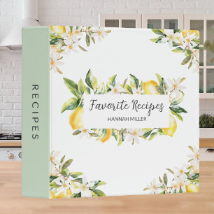 Lemons and Flowers Floral Botanical Modern Recipe  Binder