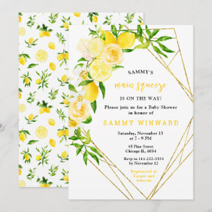 Lemons and Flowers with Foliage Baby Shower Invitation