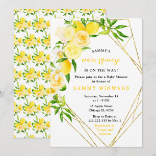 Lemons and Flowers with Foliage Baby Shower Invitation
