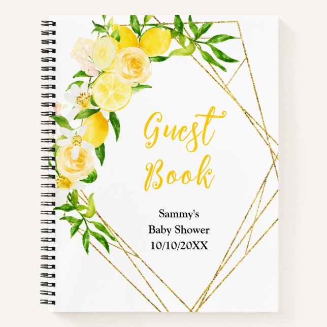 Lemons and Foliage Baby Shower Guest Book (Front)