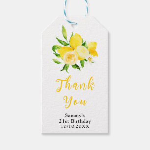 Lemons and Foliage Birthday Thank You Gift Tags
