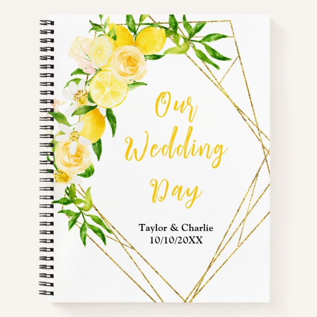 Lemons and Foliage Wedding Planner Notebook (Front)