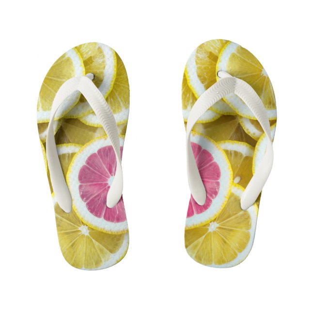 Lemons and Grapefruit Kid's Flip Flops (Footbed)