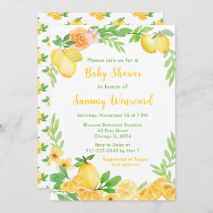 Lemons and Greenery Baby Shower Invitation