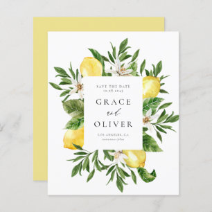 Lemons and Greenery Frame Botanical Save the Date
