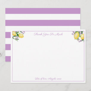 Lemons And Lavender Yellow Purple Bridal Shower Thank You Card