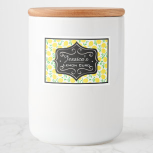 Lemons and Leaf Pattern Custom Lemon Curd Food Label