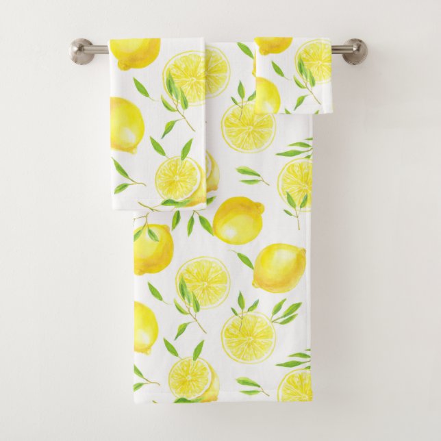 Lemons and leaves bath towel set (Insitu)
