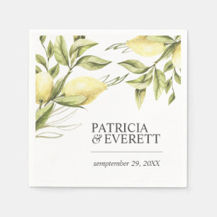 Lemons and Leaves Boho chic personalized wedding Napkin