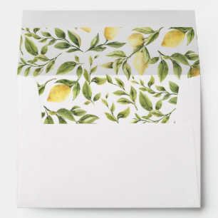 Lemons and LEAVES   Botanical Wedding  Pre printed Envelope