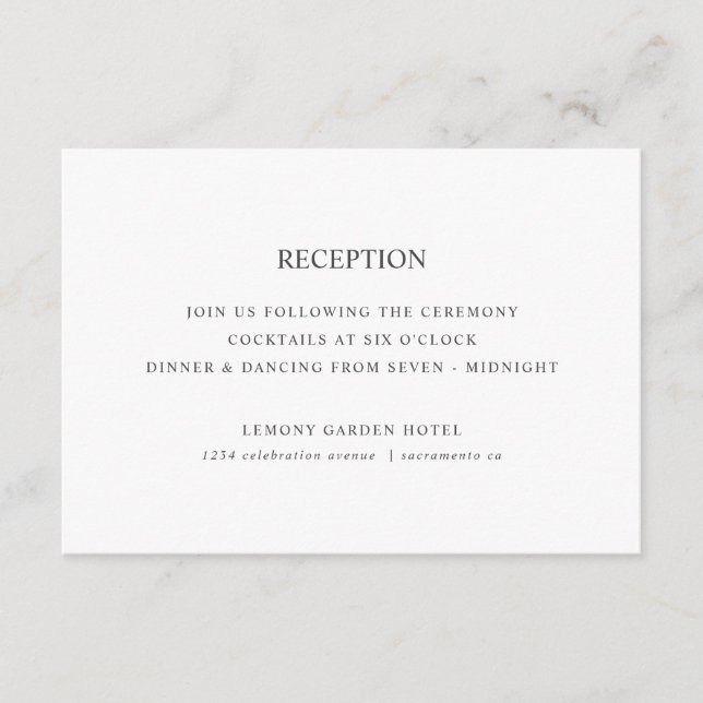 Lemons and leaves classic  WEDDING RECEPTION Enclosure Card (Front)