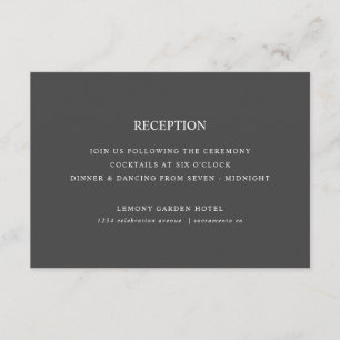 Lemons and leaves   Dark Grey  WEDDING RECEPTION Enclosure Card