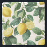 Lemons and Leaves Decorative Stone Coaster<br><div class="desc">Protect your surfaces in style with this stone coaster featuring an original artistic design. The artwork showcases a decorative pattern inspired by nature, vintage illustration, and timeless design elements, adding a beautiful accent to your home decor. Crafted from durable stone and professionally printed through Zazzle, this coaster is designed to...</div>