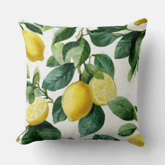 Lemons And Leaves Decorative Throw Pillow 