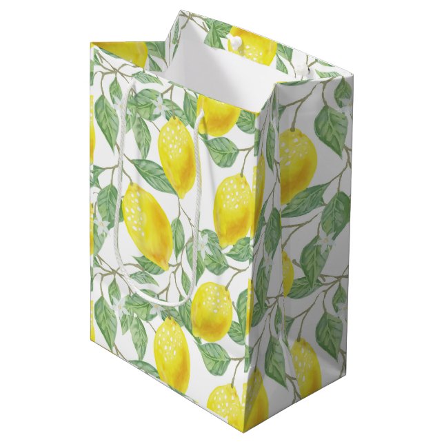 Lemons and Leaves Design Gift Bag (Front Angled)