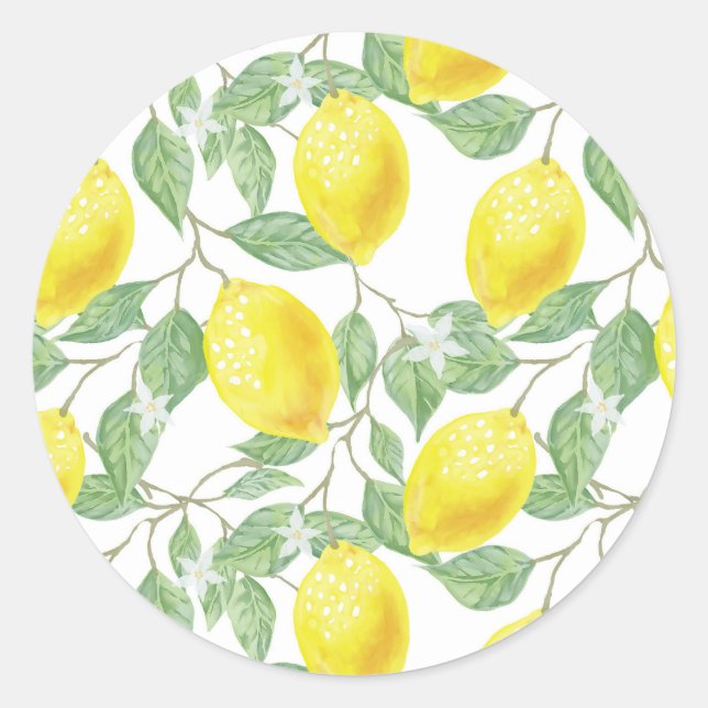 Lemons and Leaves Design Sticker (Front)