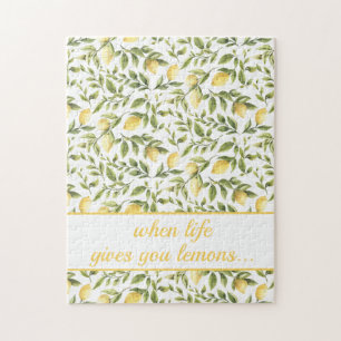 Lemons and Leaves Kitchen Pattern Jigsaw Puzzle