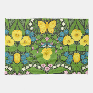 Lemons and leaves kitchen towel