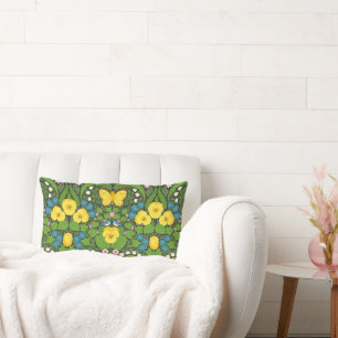 Lemons and leaves lumbar pillow