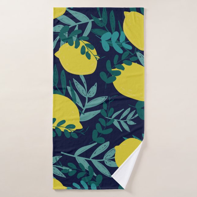 Lemons and leaves pattern bath towel (Bath Towel)