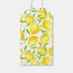 Lemons and leaves  pattern design gift tags
