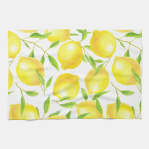 Lemons and leaves  pattern design kitchen towel