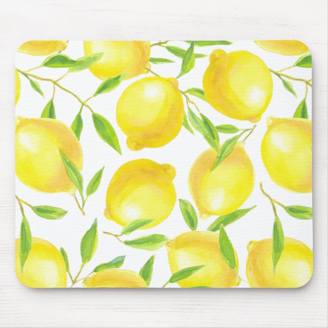 Lemons and leaves  pattern design mouse pad (Front)