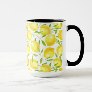 Lemons and leaves  pattern design mug