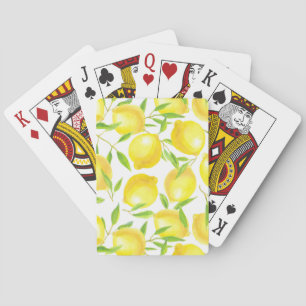 Lemons and leaves  pattern design playing cards