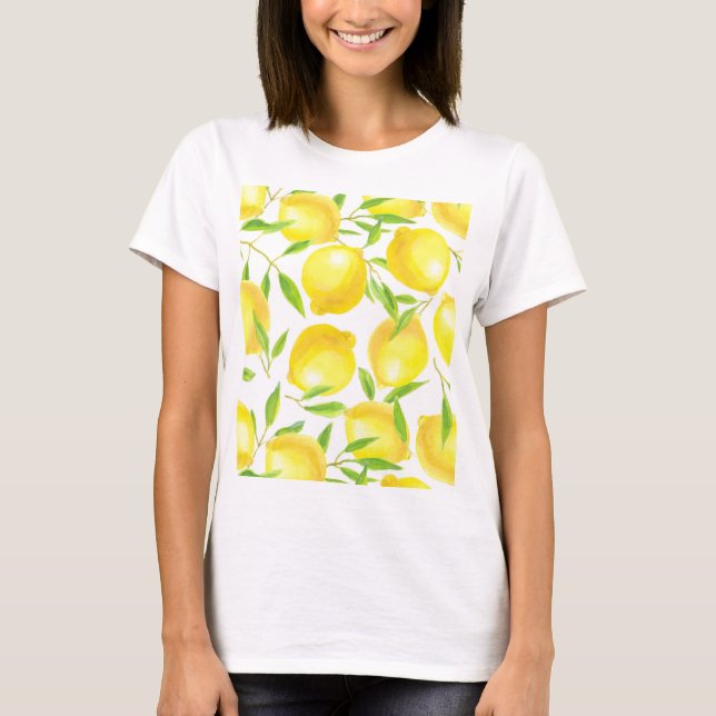 Lemons and leaves  pattern design T-Shirt (Front)