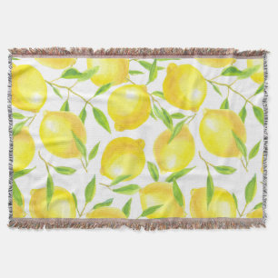 Lemons and leaves pattern design throw blanket