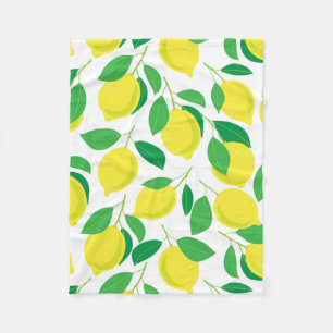 Lemons and leaves pattern fleece blanket