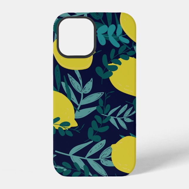 Lemons and leaves pattern iPhone case (Back)