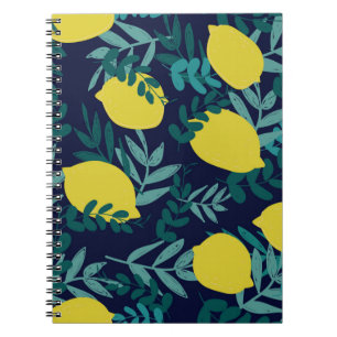 Lemons and leaves pattern notebook